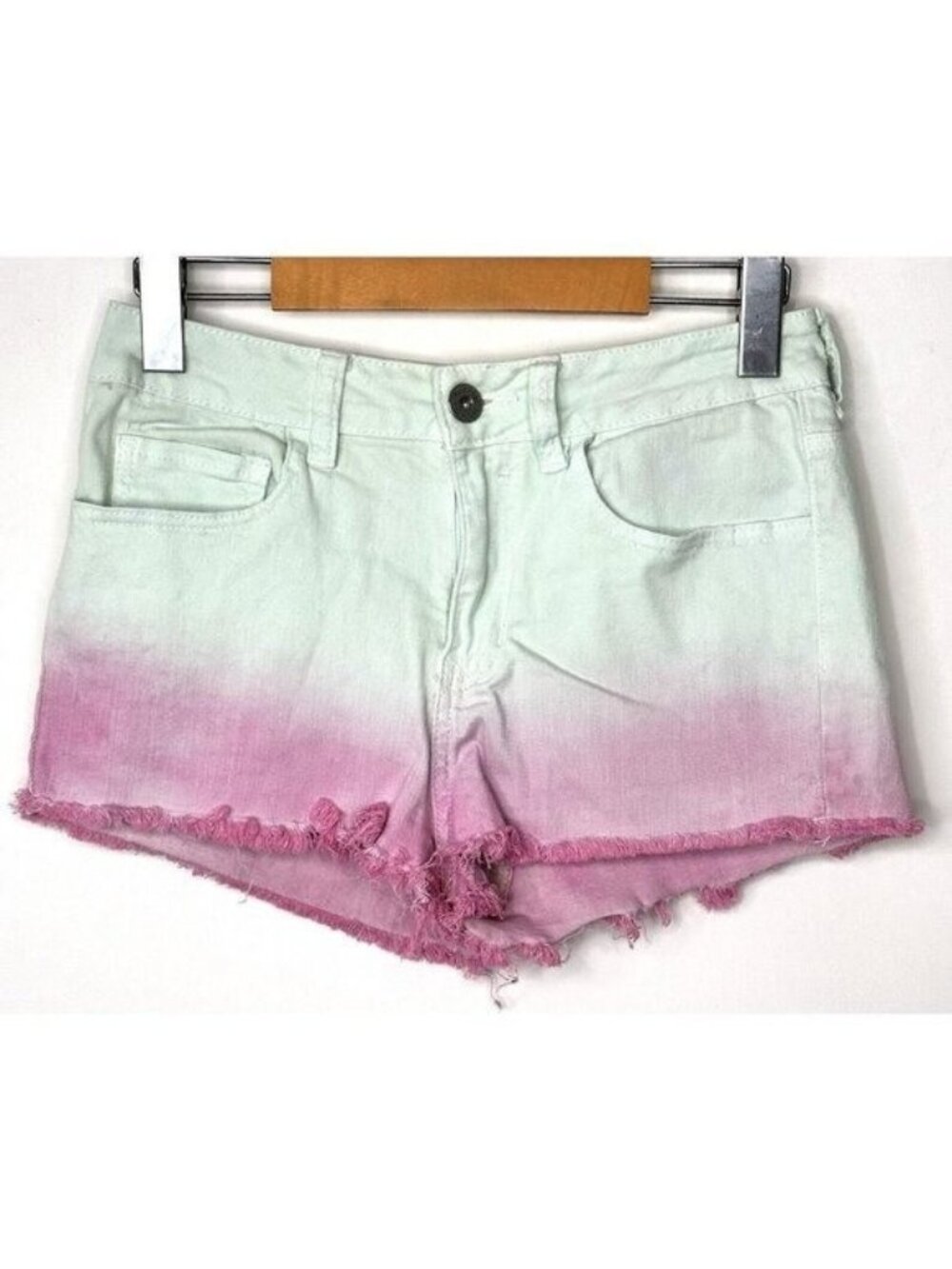 Bullhead Womens Juniors 5 High Rise Ombre Denim Cutoff Shorts Stretch Frayed